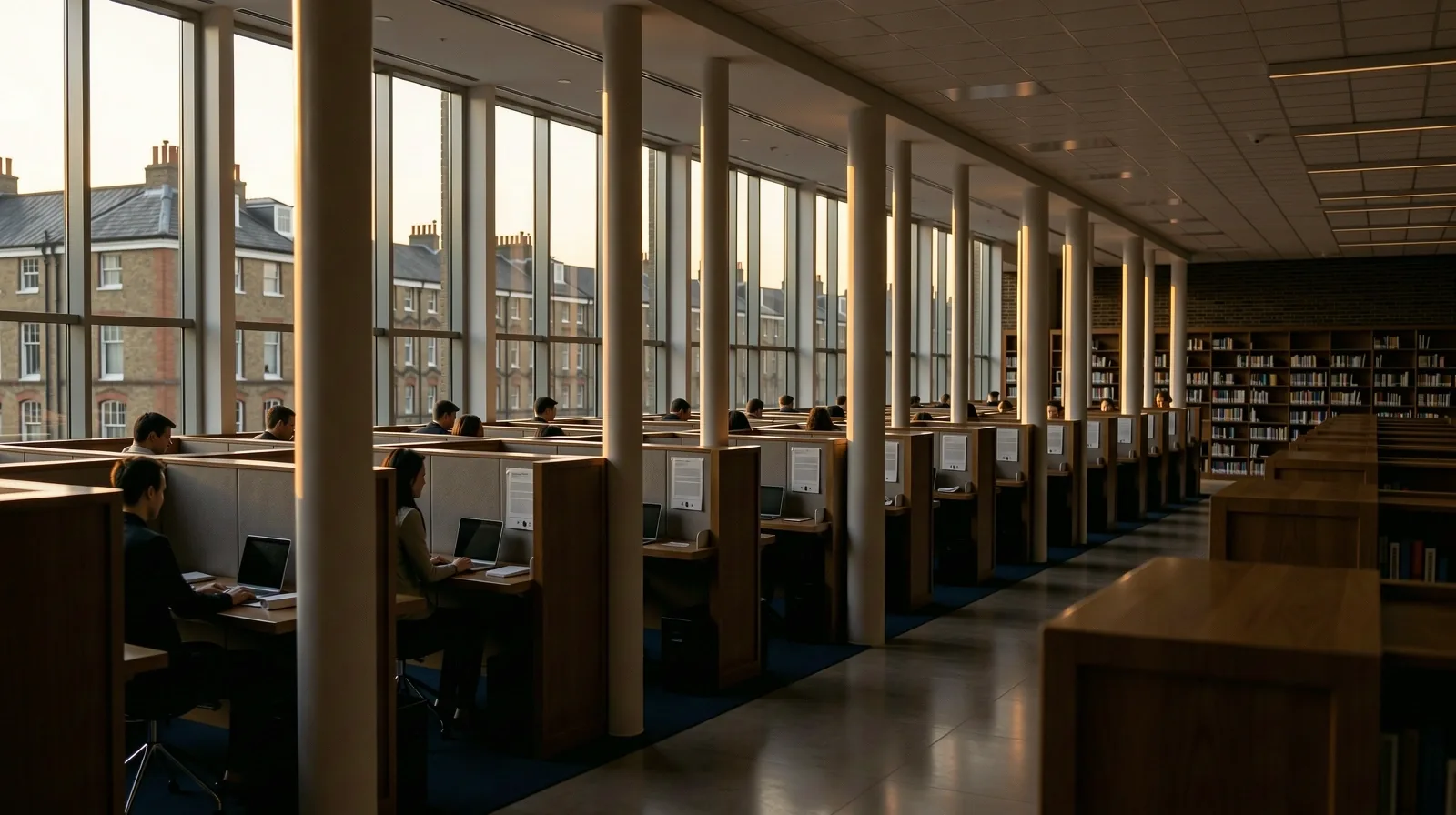Architectural rhythm at dawn